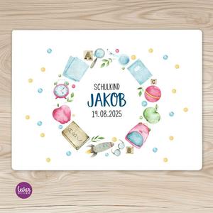 Tischset, Tischunterlage, Schule | Abwischbares Tischset mit Namen personalisiert | Artikelnummer: 90407507