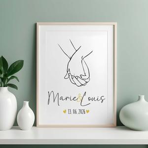 Line Art - personalisiertes Poster mit Hochzeitsdaten | Hochwertiger Fineart-Kunstdruck  | Artikelnummer: 64821815