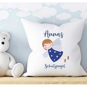 Personalisiertes Kissen | Schutzengel | Weiches Kissen mit Füllung zur Geburt und Taufe  | Artikelnummer: 1300-2280-8653