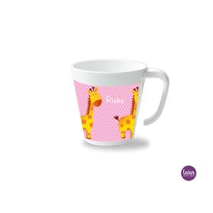 Kinderbecher mit Henkel, Giraffen  | Henkelbecher groß, 325 ml,  Ø 9,7 cm, Höhe 10 cm | Artikelnummer: henkbechgir -1
