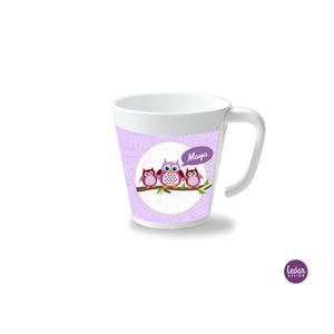 Kinderbecher mit Henkel, Eule Muster  | Henkelbecher groß, 325 ml,  Ø 9,7 cm, Höhe 10 cm | Artikelnummer: henkbecheulemu -2