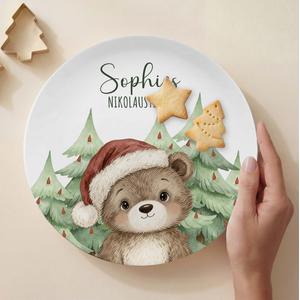 Personalisierter Weihnachtsteller, Nikolausteller | Kinderteller, BPA frei und hergestellt in Deutschland | Artikelnummer: weihtellrob