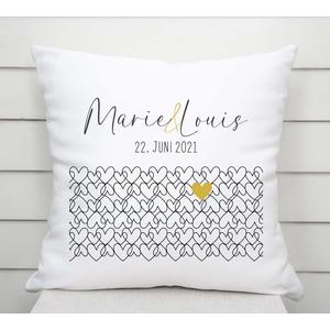 Personalisiertes Kissen Line Art | Geschenk zur Hochzeit | Weiches Kissen mit Füllung | Artikelnummer: 7663-3235-4350 156