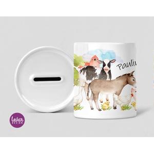 Personalisierte Spardose | Bauernhof | Keramikspardose für Kinder | Artikelnummer: 7621-6221-2802