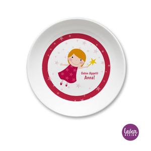 Melaminteller tief/Schale Fee | Kinderteller mit Namen BPA frei | Artikelnummer: kitefee1 -1