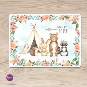 Tischset, Platzdeckchen, Waldtiere | Zauberhaftes Platzset mit Namen personalisiert | Artikelnummer: 17833728