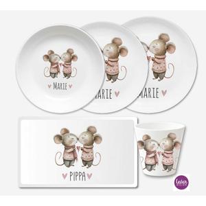 Kindergeschirr Set 5 teilig Mäuse | Geschirrset aus Melamin und BPA frei für Kinder | Artikelnummer: 7852-3026-7145