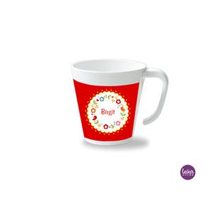 Kinderbecher mit Henkel, Blütenkranz  | Henkelbecher groß, 325 ml,  Ø 9,7 cm, Höhe 10 cm | Artikelnummer: henkbechbluetenkranz -2