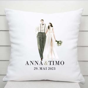 Personalisiertes Kissen Brautpaar | Geschenk zur Hochzeit | Weiches Kissen mit Füllung | Artikelnummer: 7663-3235-4350 15