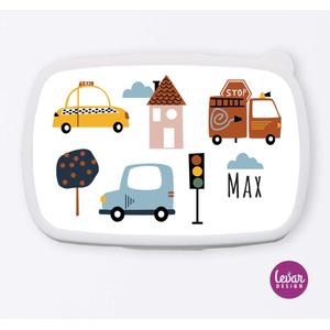 Personalisierte Brotdose | Autos | Tolle Brotdose mit Namen personalisiert | Artikelnummer: 2216-4422-3625