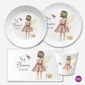 Kindergeschirrset 4 teilig aus Melamin, Fee | Melamingeschirr BPA frei, hergestellt in Deutschland | Artikelnummer: 4115-5804-2450