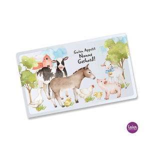 Frühstücksbrettchen Animal Farm | Kindergeschirr aus Melamin BPA frei | Artikelnummer: brettkatze