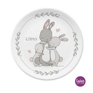 Kinderteller mit Name Hasen | Teller mit Namen aus Melamin BPA frei | Artikelnummer: 65984841 -1