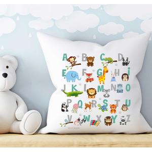 Personalisiertes Kissen | ABC mit Namen | Weiches Dekokissen mit Füllung, 2 farbig | Artikelnummer: 7514-4308-5157