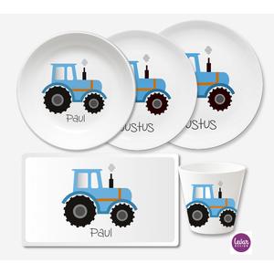 Kindergeschirr Set 5 teilig Traktor | Geschirrset aus Melamin und BPA frei für Kinder | Artikelnummer: 4387-5304-8605