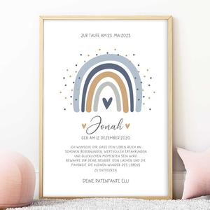 Patenbrief zur Taufe - Regenbogen | Fineart - Kunstdruck mit Namen und Geburtsdaten | Artikelnummer: 2331-7240-10605