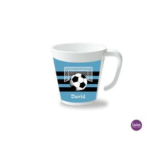 Kinderbecher mit Henkel, Fußball  | Henkelbecher groß, 325 ml,  Ø 9,7 cm, Höhe 10 cm | Artikelnummer: henkbechball -1