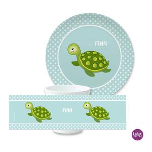 Kindergeschirr Schildkröte | Trinkbecher und Dessertteller aus Melamin | Artikelnummer: 5582-7133-4383