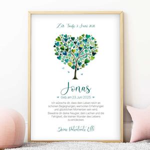 Personalisierter Patenbrief zur Taufe mit Namen - Lebensbaum | Fineart - Kunstdruck mit Namen und Geburtsdaten | Artikelnummer: 2331-7240-105891 -1