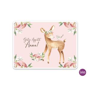 Tischset, Platzdeckchen, Reh | Abwischbares Tischset mit Namen personalisiert | Artikelnummer: 2176-2057-6544