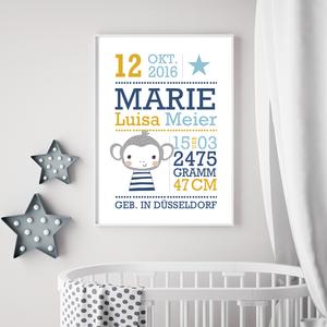 Personalisiertes Geschenk Baby zur Geburt – Taufgeschenk | Baby Geschenke zur Geburt | Hochwertiger Kunstdruck auf Aquarellpapier | Artikelnummer: 3812-7521-5323 Kopie