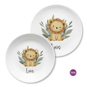 Kindergeschirr mit Namen personalisiert, Löwe | Kinderteller mit Namen aus Melamin BPA frei | Artikelnummer: 54580319 -2