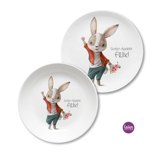 Kinderteller Hase personalisiert | Melaminteller BPA frei, Osterhase | Artikelnummer: 0688-2677-0038