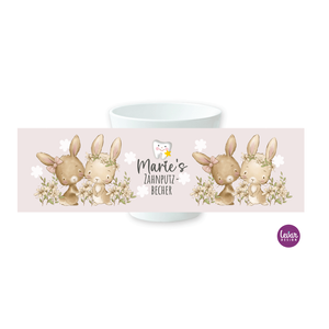 Zahnputzbecher Hasen für Kinder | Becher aus Melamin BPA frei, hergestellt in Deutschland | Artikelnummer: 6868-4063-7151