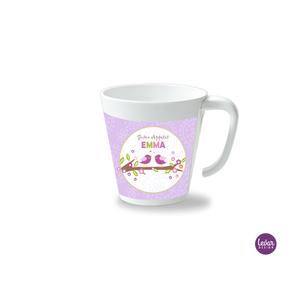 Kinderbecher mit Henkel, Vögel  | Henkelbecher groß, 325 ml,  Ø 9,7 cm, Höhe 10 cm | Artikelnummer: henkvoemint -2