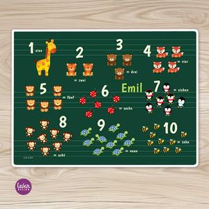 Platzset, Platzdeckchen, Tischset, Zahlen Tiere  |  | Artikelnummer: 126226055
