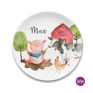 Personalisierter Kinderteller Bauernhof  | Teller aus hochwertigem Melamin BPA frei und hergestellt in Deutschland | Artikelnummer: 6521-4100-0164
