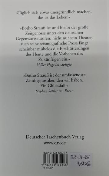 Botho Strauß - Der Untenstehende auf Zehenspitzen