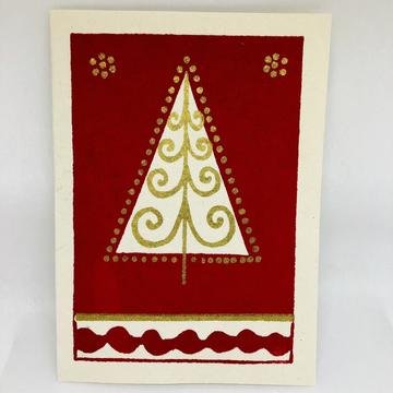 Grußkarte – Weihnachtsbaum Weiß Rot