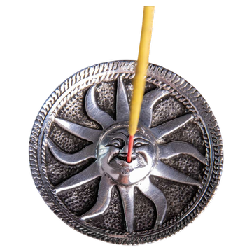  Räucherstäbchenhalter Sonne aus Weißmetall 