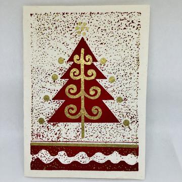 Grußkarte – Weihnachtsbaum Rot Gold