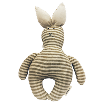 Stofftier Hase MÜMMEL – khaki/beige-gestreift
