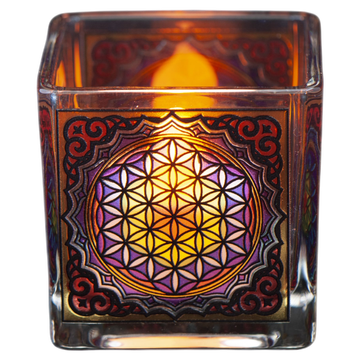 Teelichtglas Blume des Lebens
