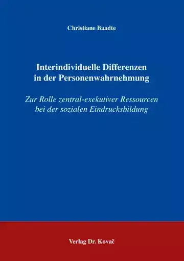 Christiane Baadte: Interindividuelle Differenzen in der Personenwahrnehmung