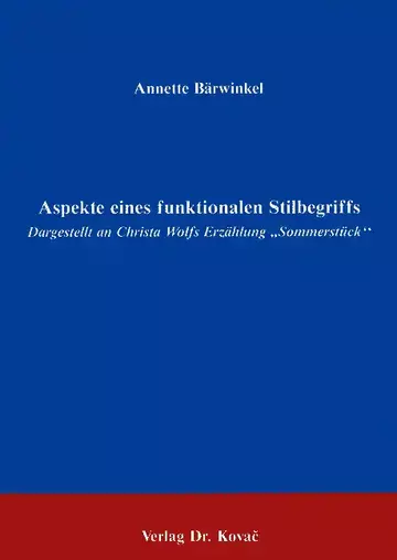 Bärwinkel: Aspekte eines funktionalen Stilbegriffs