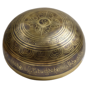 Therapieschale – Koshi – gross gehämmert – mit Mantras und Symbolen – 19x8 cm – 954 g
