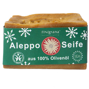 FINigrana-Aleppo- Olivenseife 100% XMAS-​Edition SCHNEEFLOCKE 200g