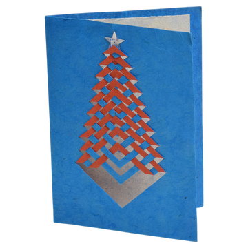 Grußkarte – Weihnachtsbaum mit Flechtband Lokta Papier – versch. Farben – 15,5 x 11cm – 10g
