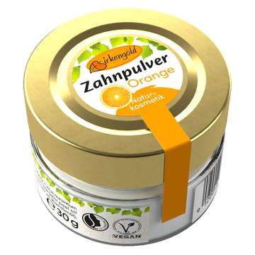 Birkengold Zahnpulver Orange im Glas 30g