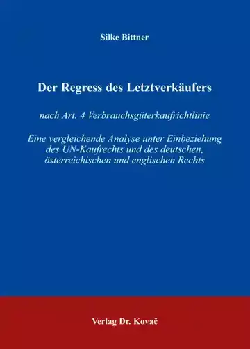 Silke Bittner: Der Regress des Letztverkäufers