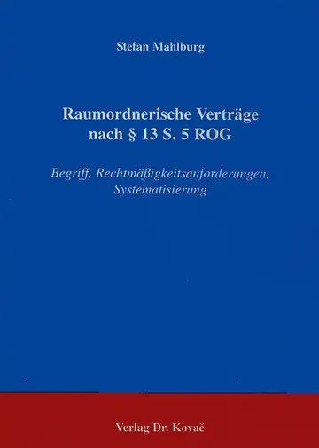 Mahlburg: Raumordnerische Verträge nach § 13 S. 5 ROG