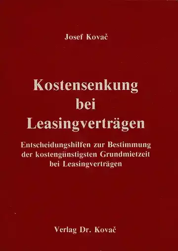 Kovač: Kostensenkung bei Leasingverträgen