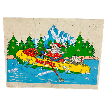 Grußkarte – Weihnachtsmann im Boot