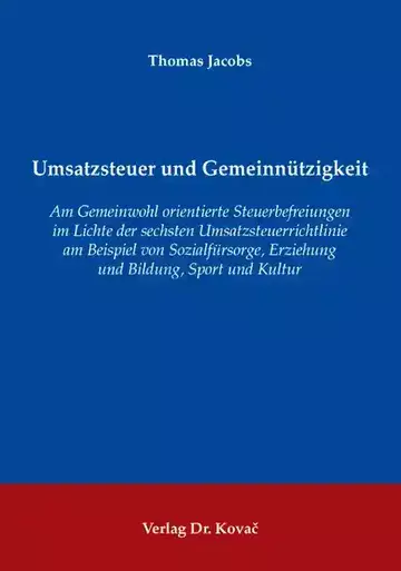 Thomas Jacobs: Umsatzsteuer und Gemeinnützigkeit