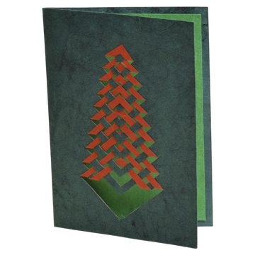 Grußkarte – Weihnachtsbaum mit Flechtband Lokta Papier – versch. Farben – 15,5 x 11cm – 10g