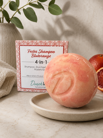 Duschkind 4in1 Festes Shampoo  Blutorange mit Krambeöl